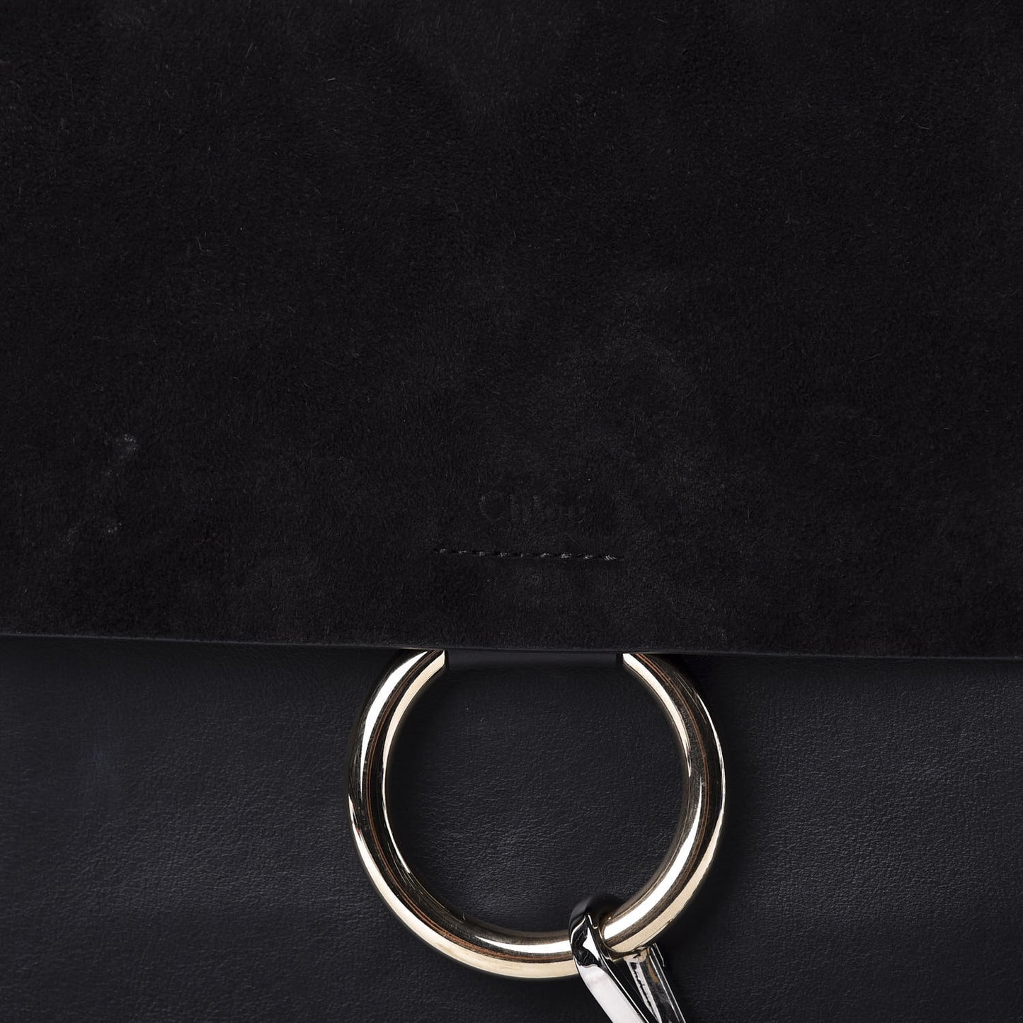 Suede Calfskin Medium Faye Shoulder Bag Black