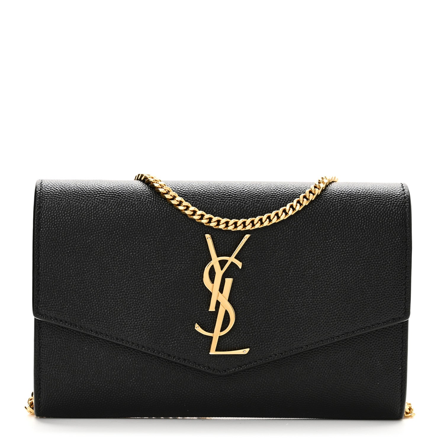 Saint Laurent Grain de Poudre Uptown Chain Wallet Black 1 of 10