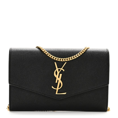 Saint Laurent Grain de Poudre Uptown Chain Wallet Black 1 of 10