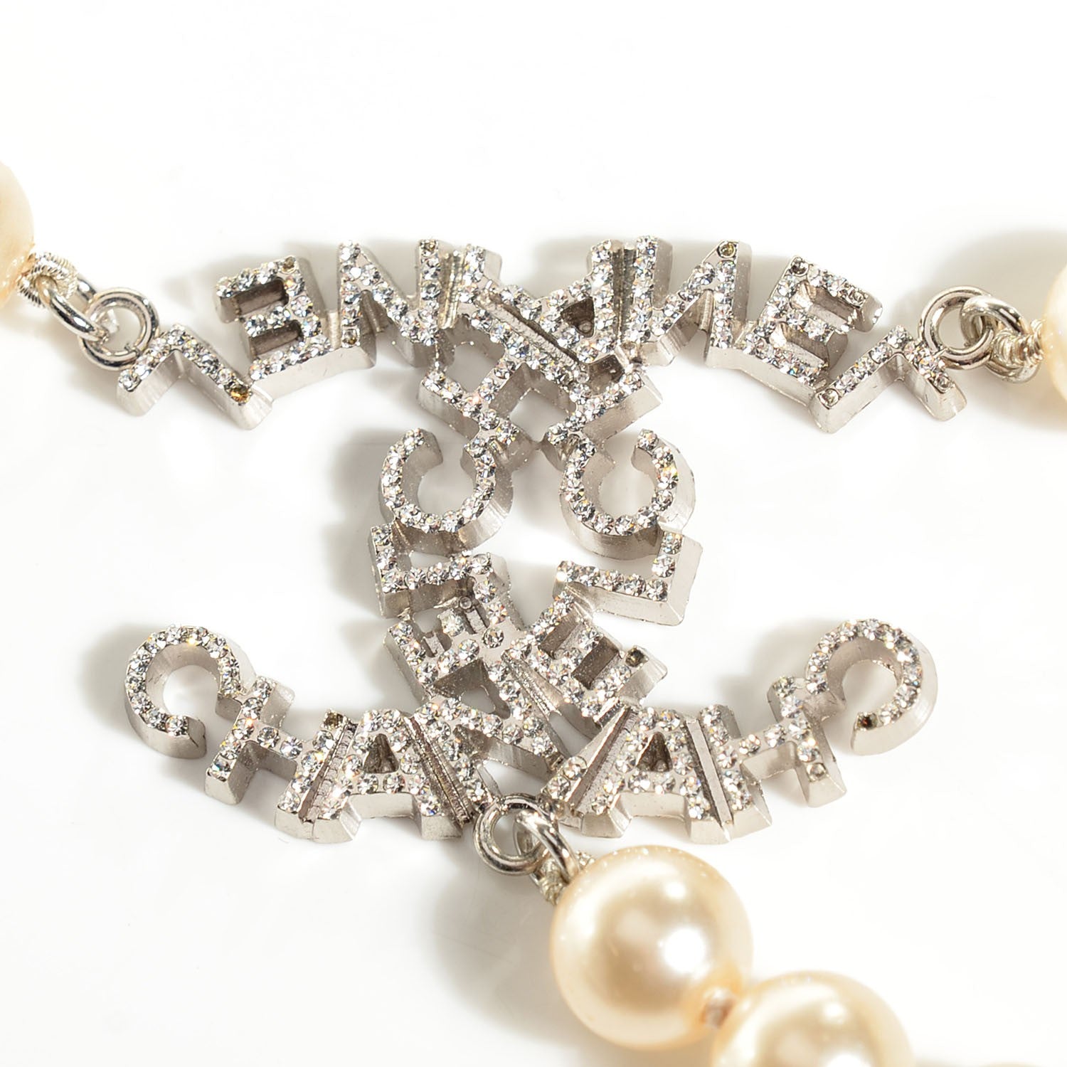 Chanel Crystal Pearl CC Belt Silver 3 of 7