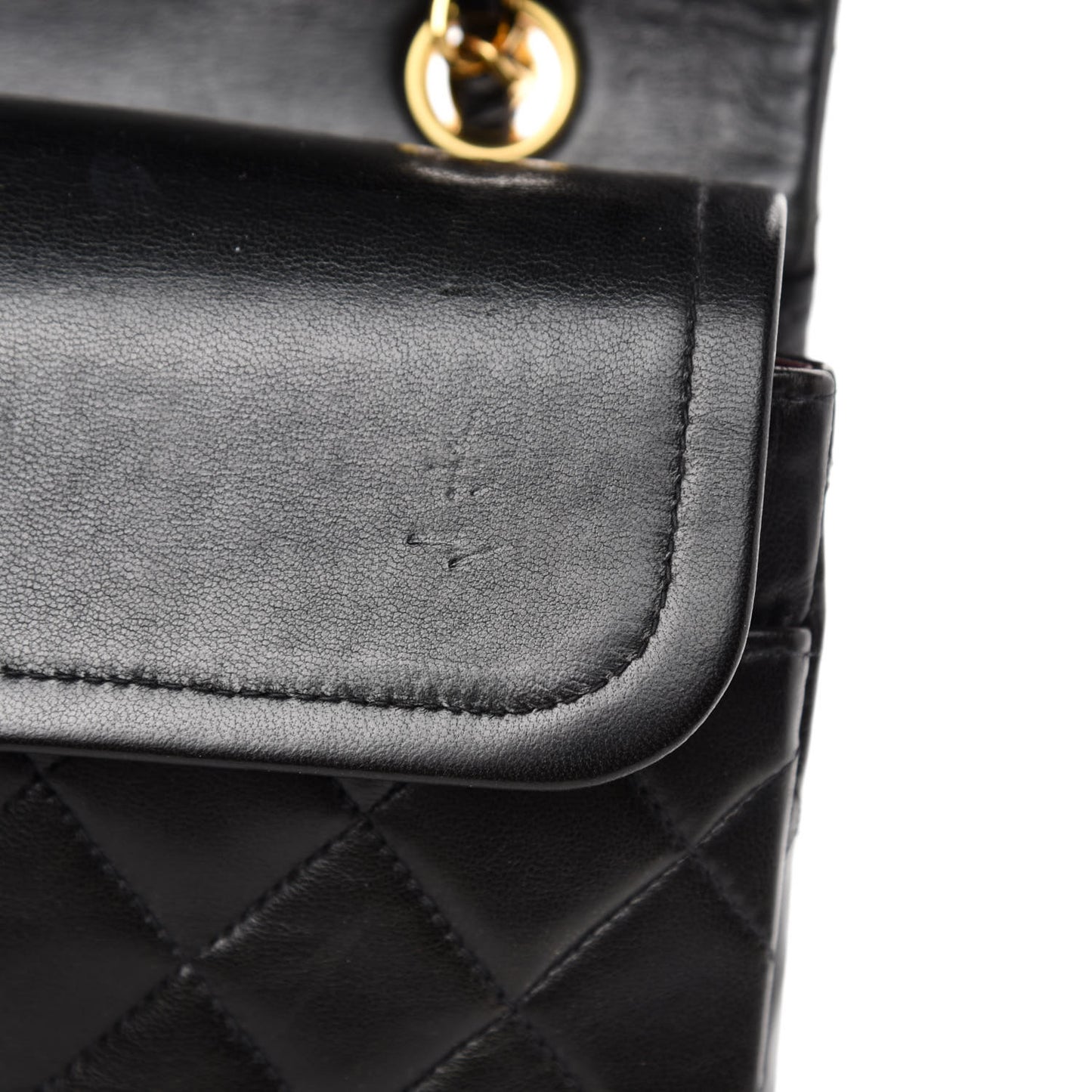 Lambskin Quilted Medium Double Flap Black