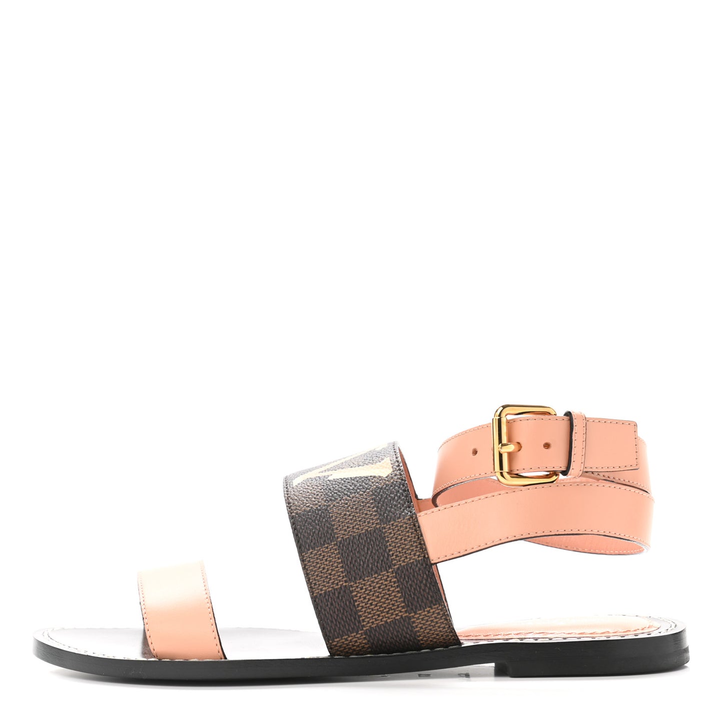 Calfskin Damier Ebene Passenger Flat Sandals 37 Venus Pink
