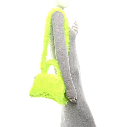 Balenciaga Faux Fur Medium Fluffy Hourglass Top Handle Bag Fluo Yellow 2 of 10