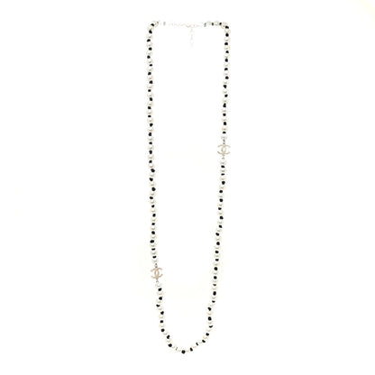 Chanel Pearl Grosgrain CC Runway Long Necklace Gold 3 of 4