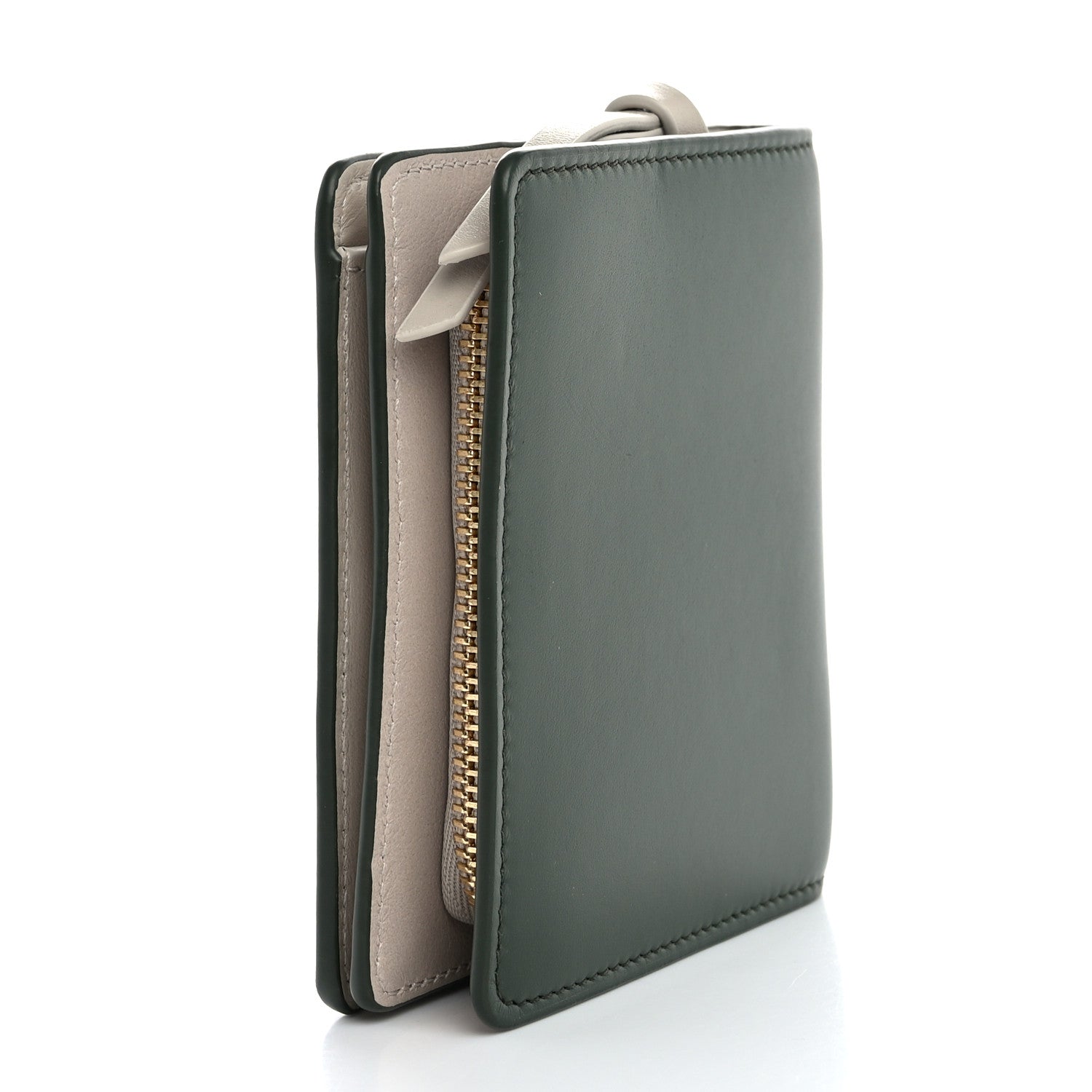 Loewe X SUNA FUJITA Satin Calfskin Panda Compact Zip Wallet Bottle Green 3 of 8
