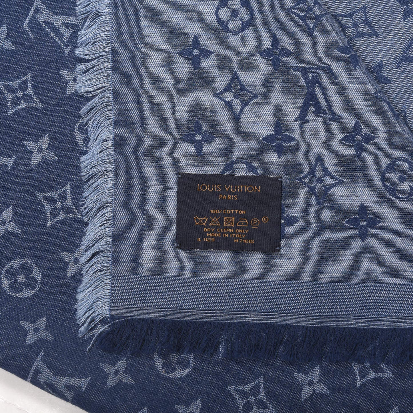 Cotton Monogram Essential Stole Blue