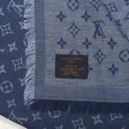 Louis Vuitton Cotton Monogram Essential Stole Blue 4 of 4