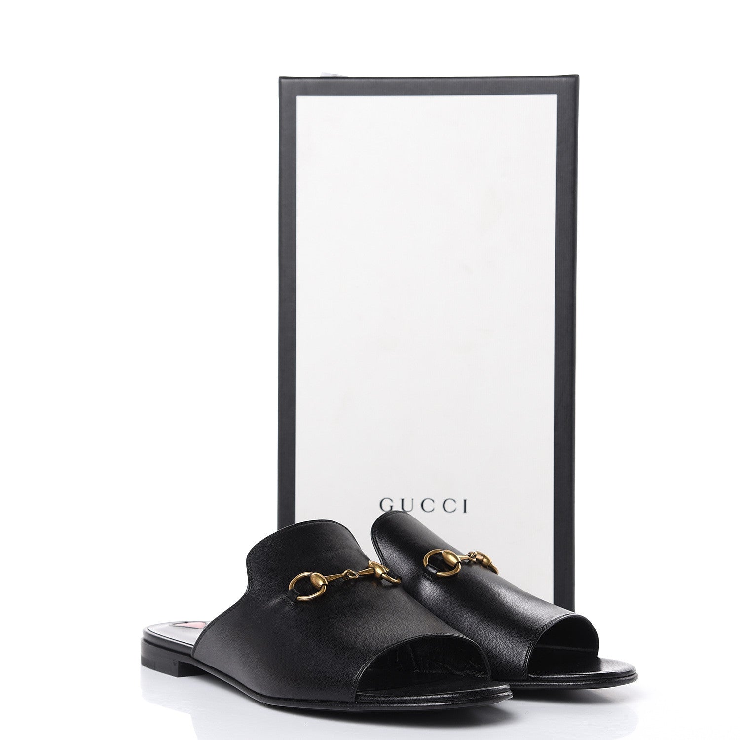 Gucci Malaga Kid Horsebit Slide Sandals 39 Black 9 of 9