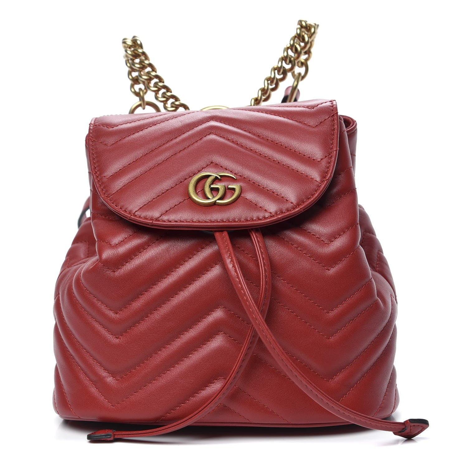 Gucci Calfskin Matelasse GG Marmont Flap Backpack Hibiscus Red 1 of 9