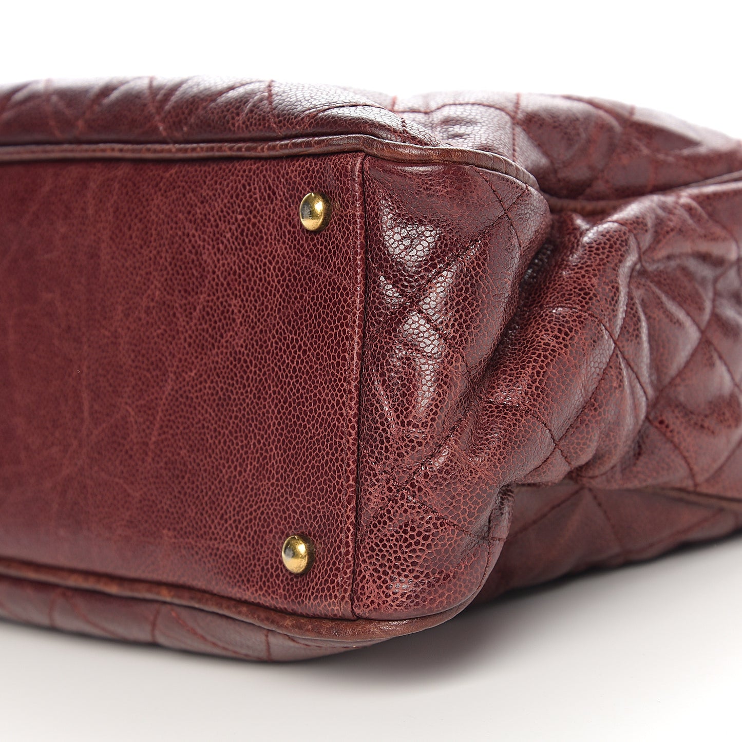 Glazed Caviar Quilted Small Shiva Tote Burgundy