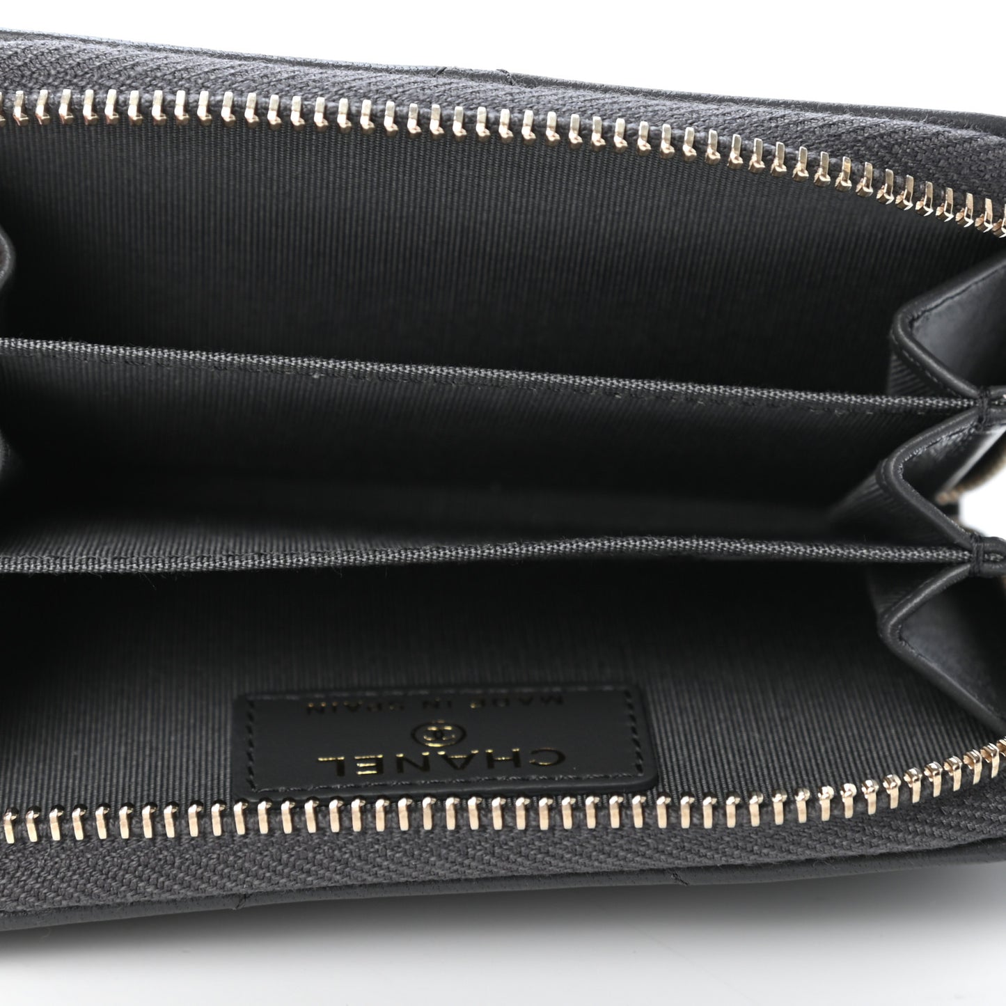 Lambskin Quilted Chanel 19 Zip Around Coin Purse Wallet Dark Grey