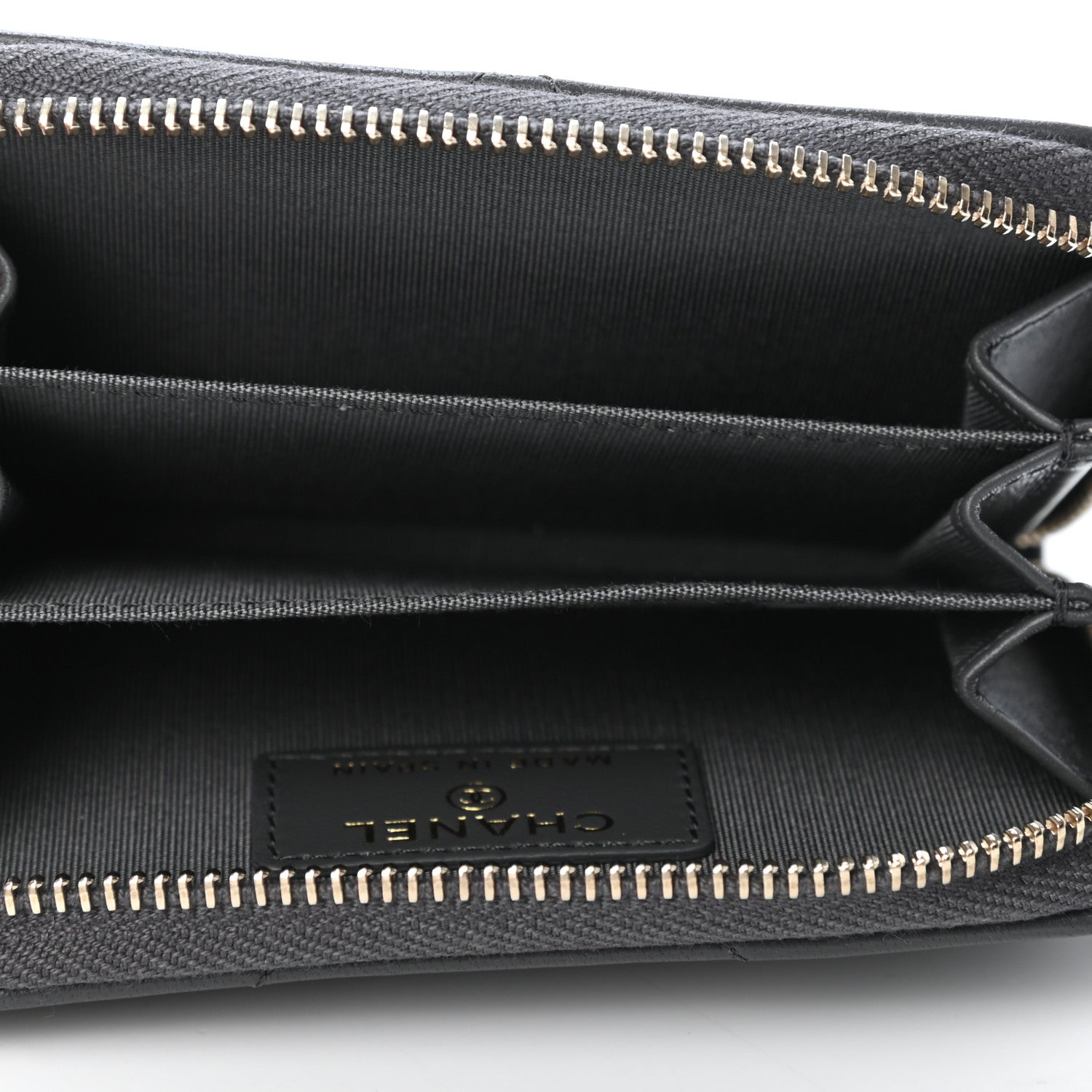 Chanel Lambskin Quilted Chanel 19 Zip Around Coin Purse Wallet Dark Grey 4 of 4