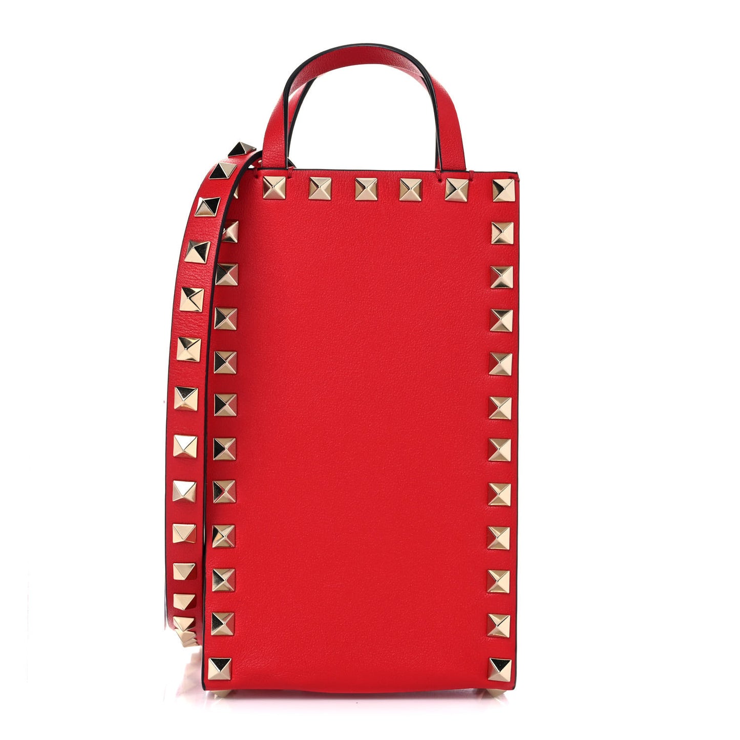 Calfskin Rockstud Phone Holder Red