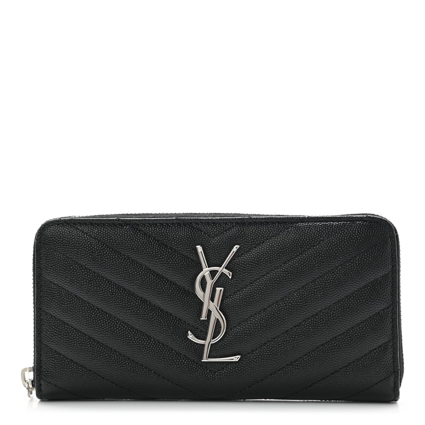 Grain De Poudre Matelasse Chevron Monogram Zip Around Wallet Black