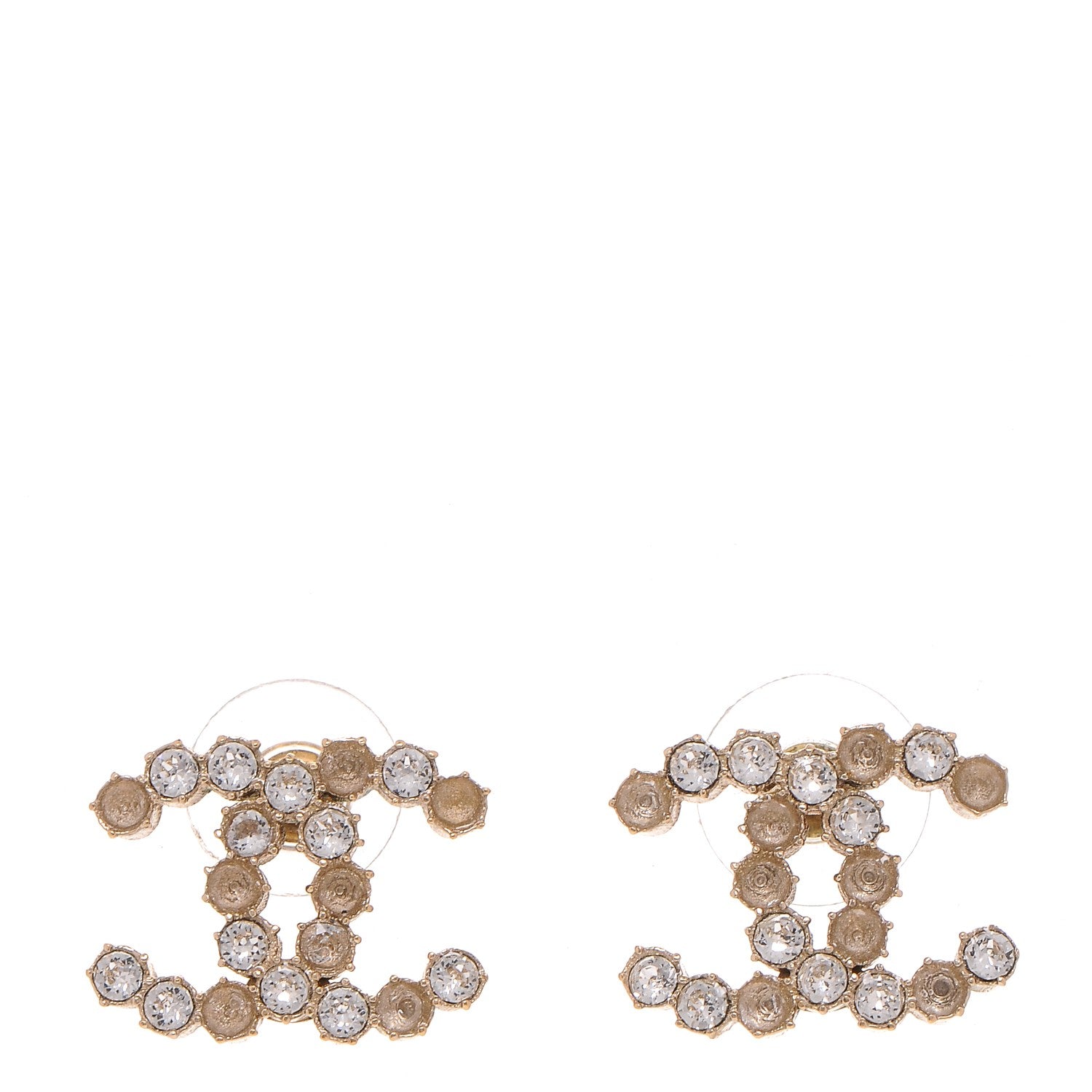 Chanel Crystal CC Earrings Light Gold 1 of 4