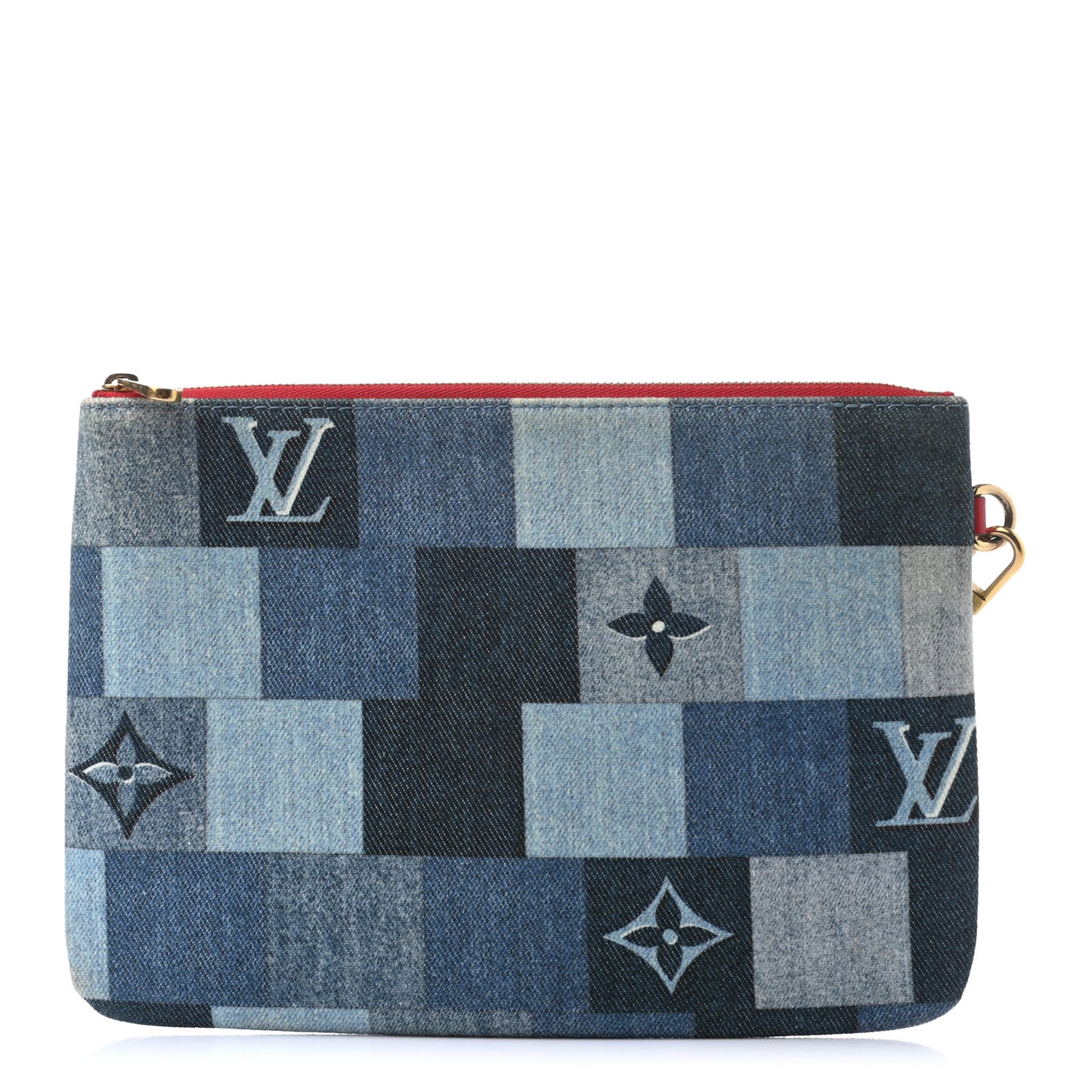 Denim Monogram Patchwork City Pouch Blue Rouge
