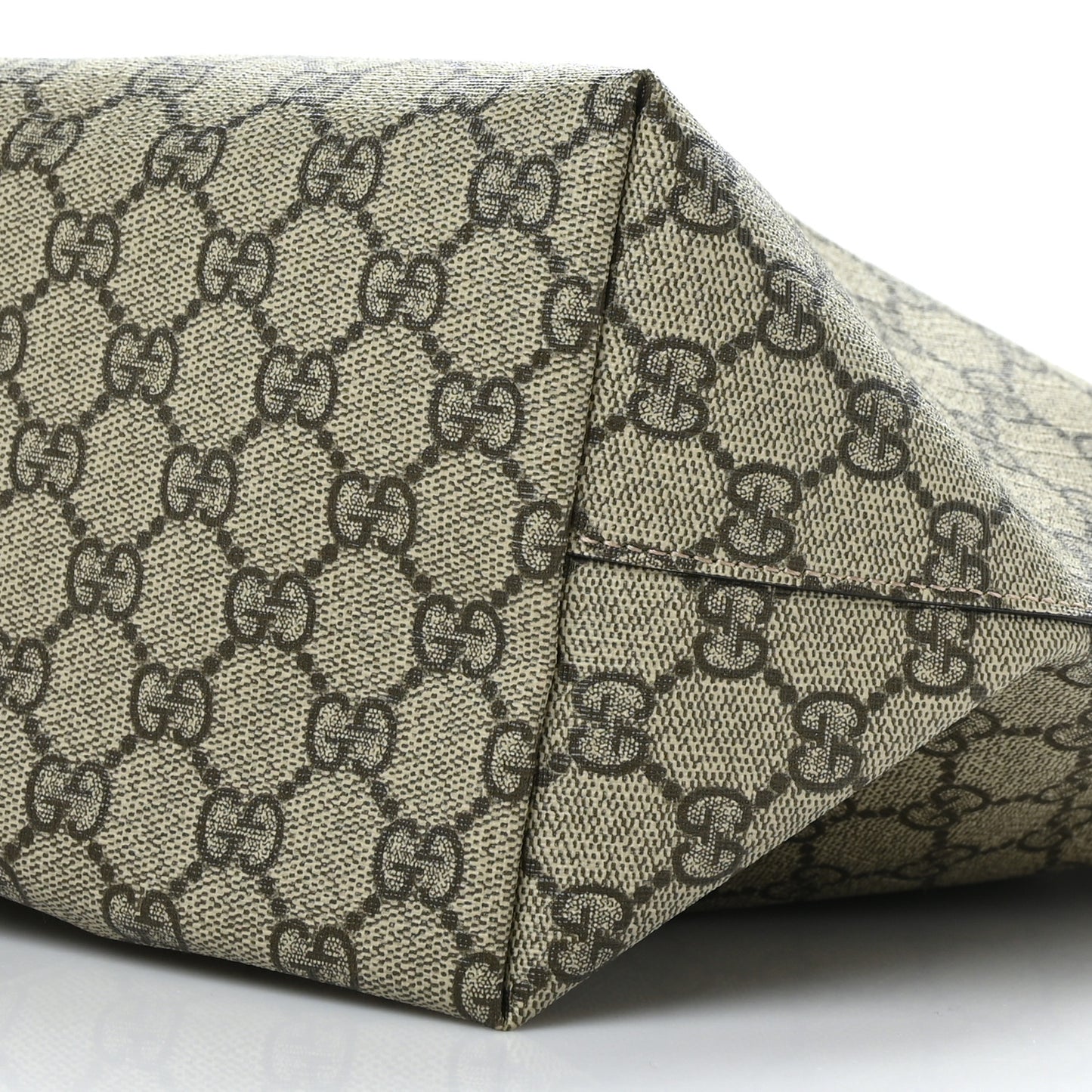 GG Supreme Monogram Textured Calfskin Web Medium Ophidia Shopping Tote Beige Ebony New Acero