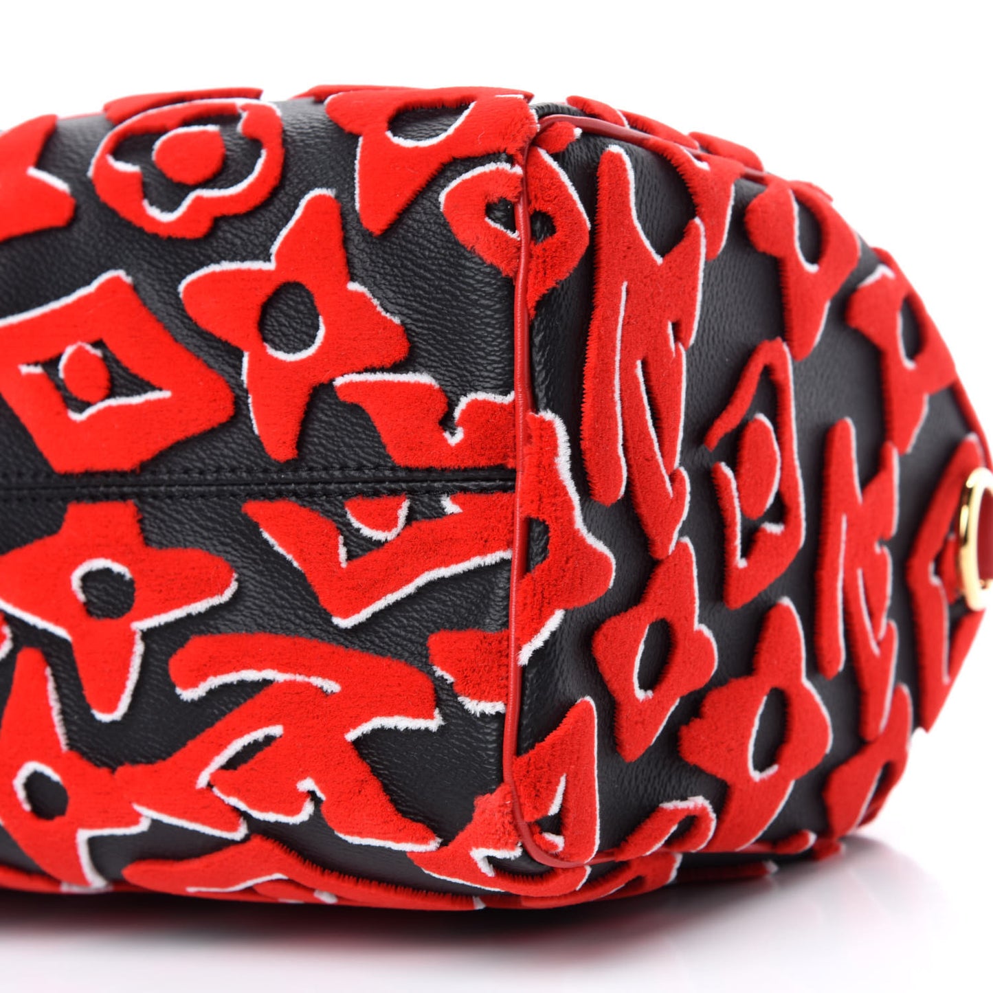 X UF Tufted Monogram Speedy Bandouliere 25 Black Red