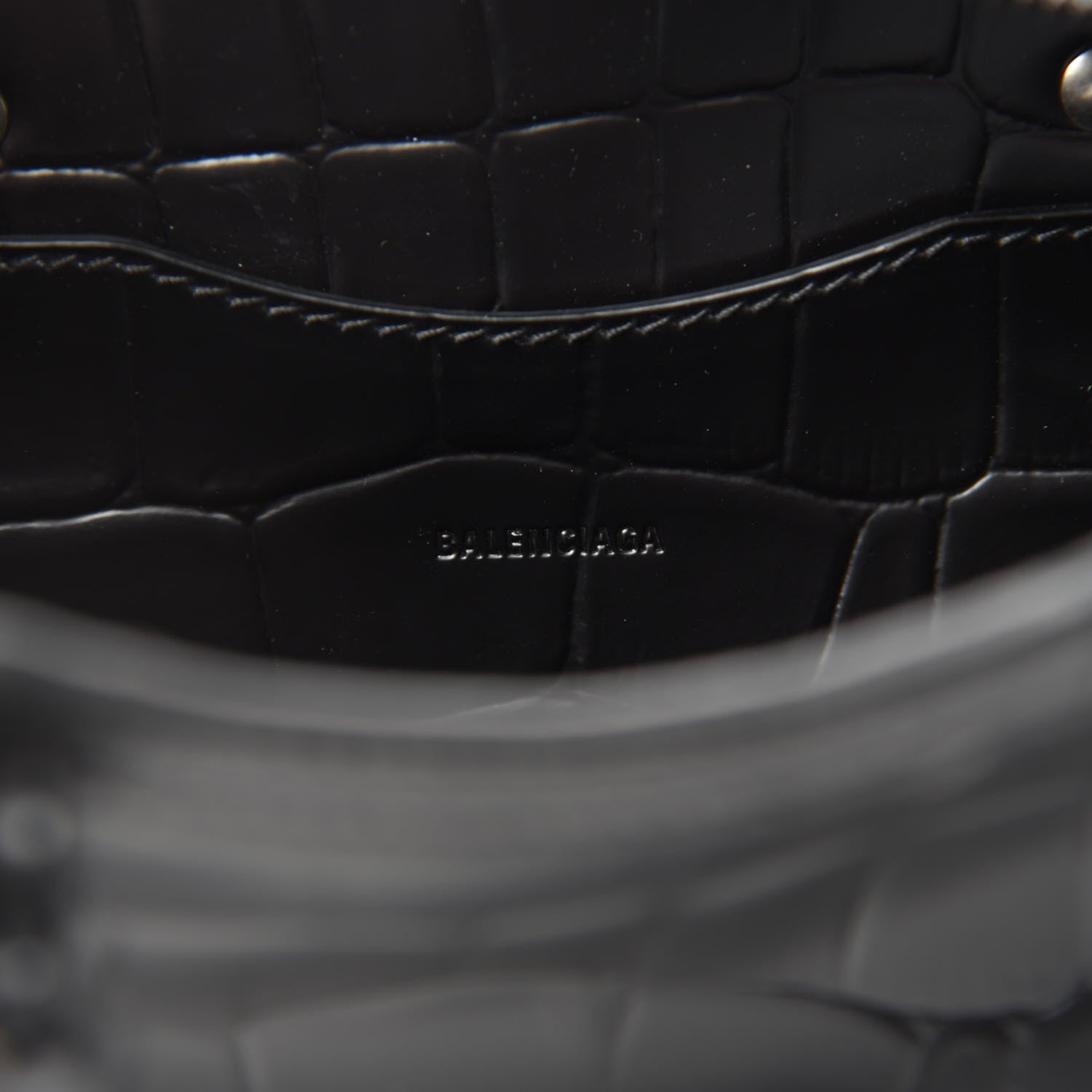 Balenciaga Semi Shiny Calfskin Crocodile Embossed Neo Classic Black Hardware Mini City Black 8 of 10