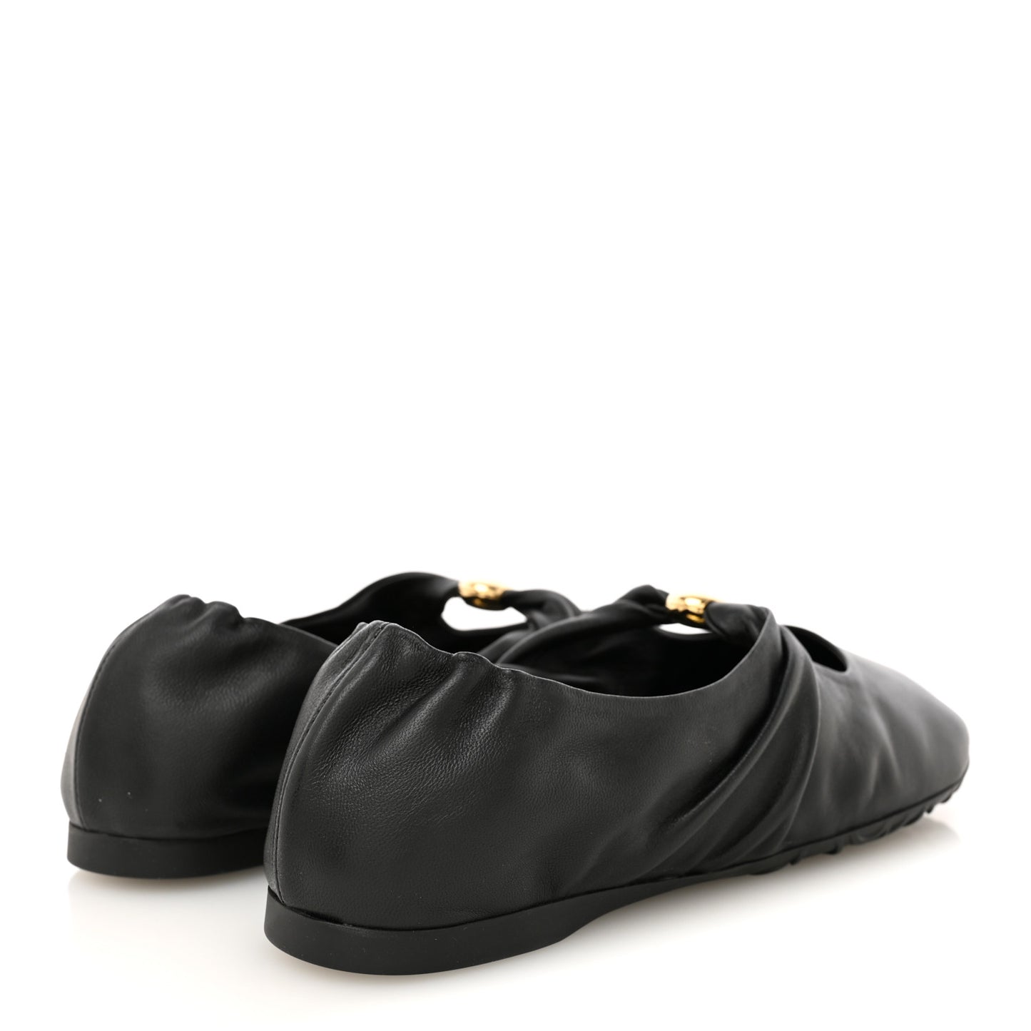 Lambskin Pebble Ballerina Flats 36 Black