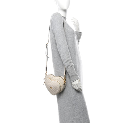 Gucci Calfskin Matelasse Diagonal Mini Interlocking G Heart Shoulder Bag Mystic White 2 of 11