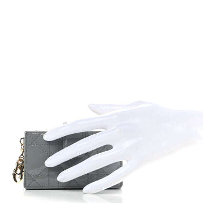 Christian Dior Patent Cannage Lady Dior 5-Gusset Card Holder Grey 2 of 8