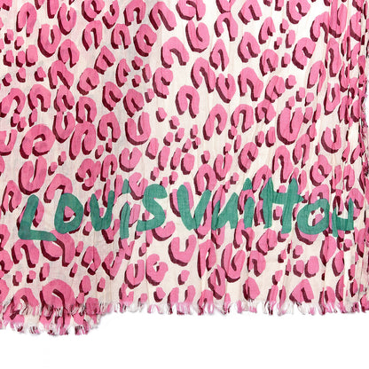 Louis Vuitton Cotton Leopard Pareo Blanc Corail 5 of 5