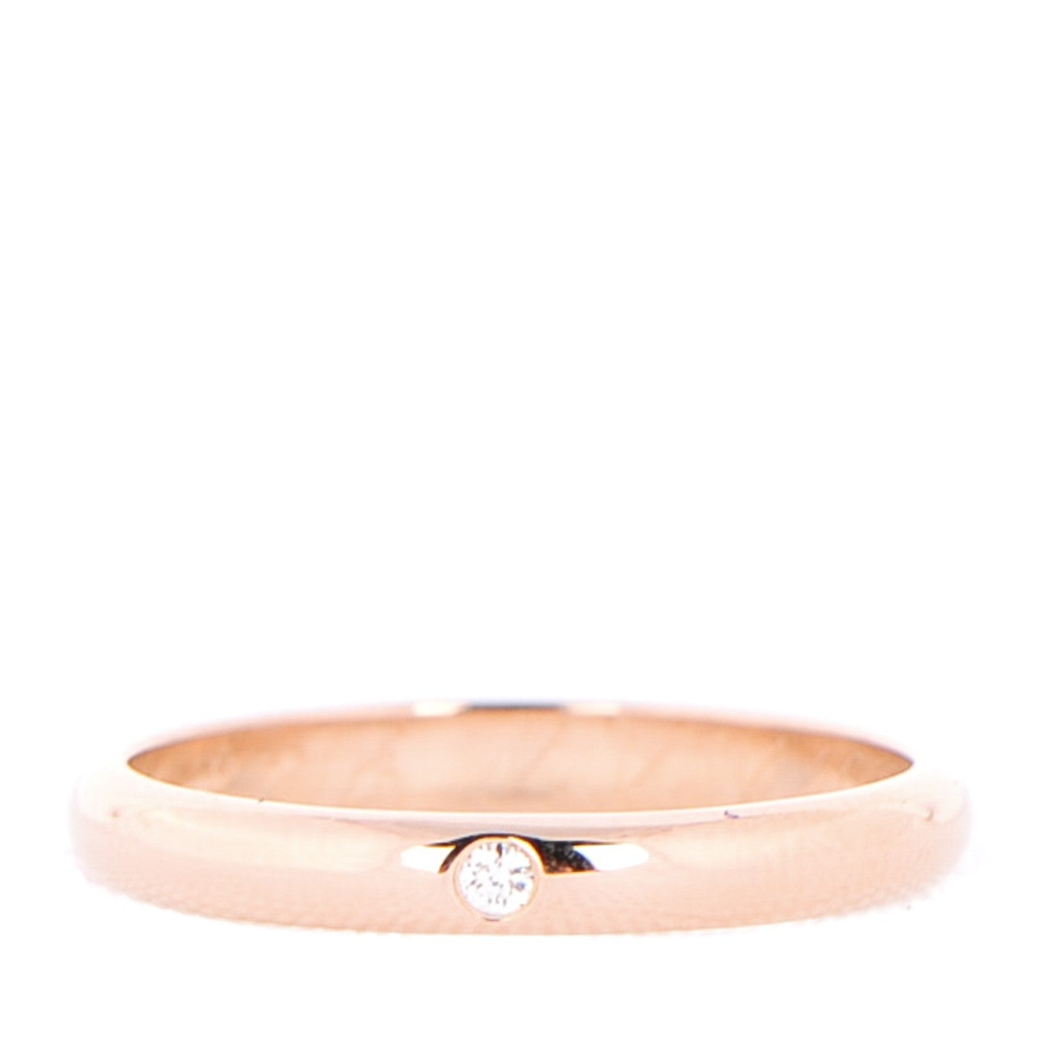 Cartier 18K Pink Gold Diamond 2mm Wedding Band Ring 50 5.25 1 of 7
