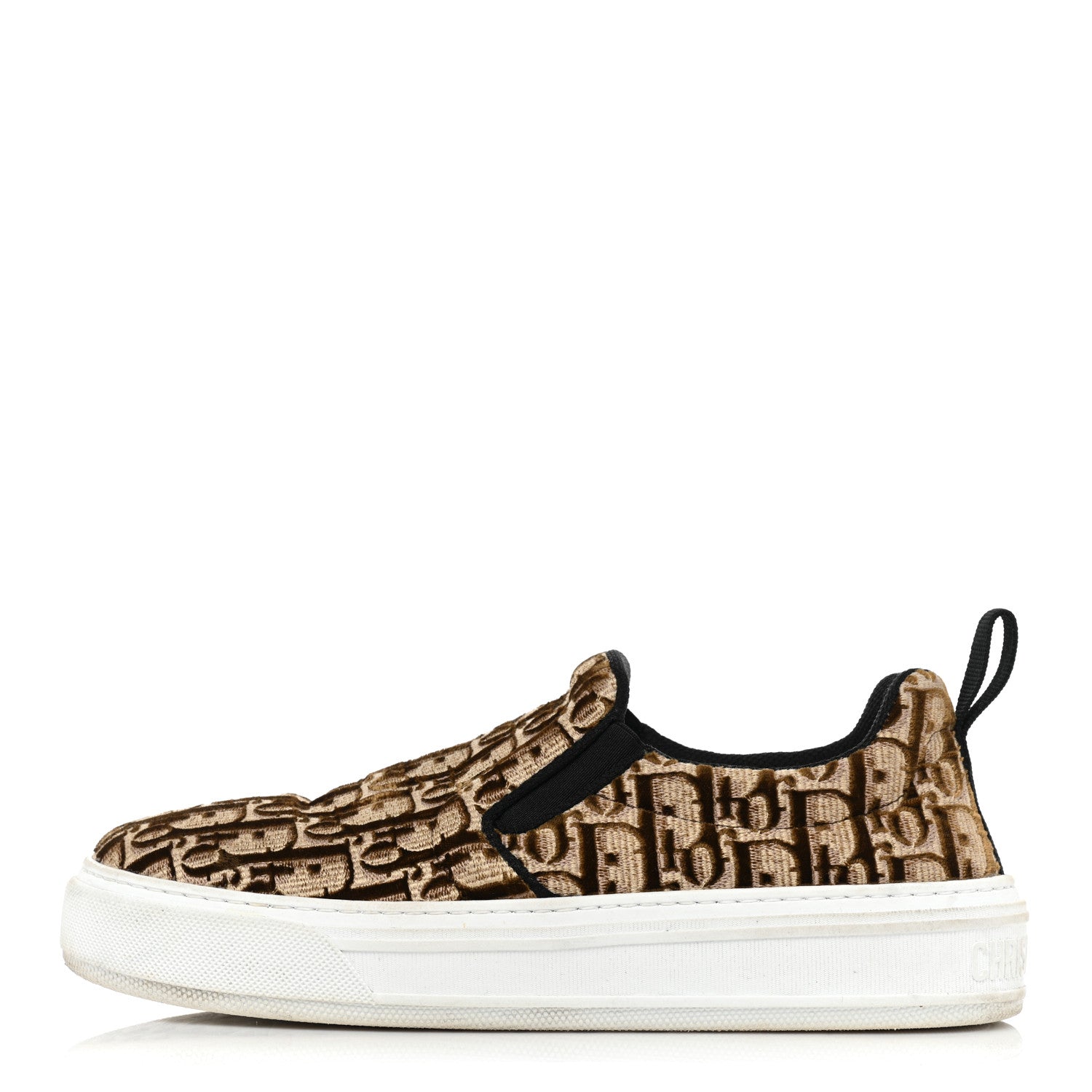 Christian Dior Velvet Oblique Womens Solar Slip On Sneakers 38 Bronze 1 of 9