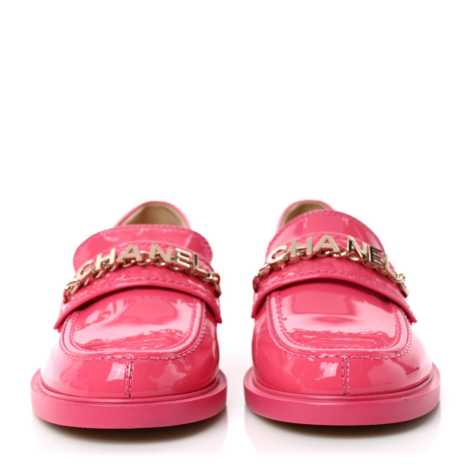 Chanel Patent Calfskin Logo Loafers 37 Pink 2 of 8