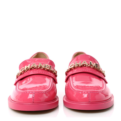 Chanel Patent Calfskin Logo Loafers 37 Pink 2 of 8