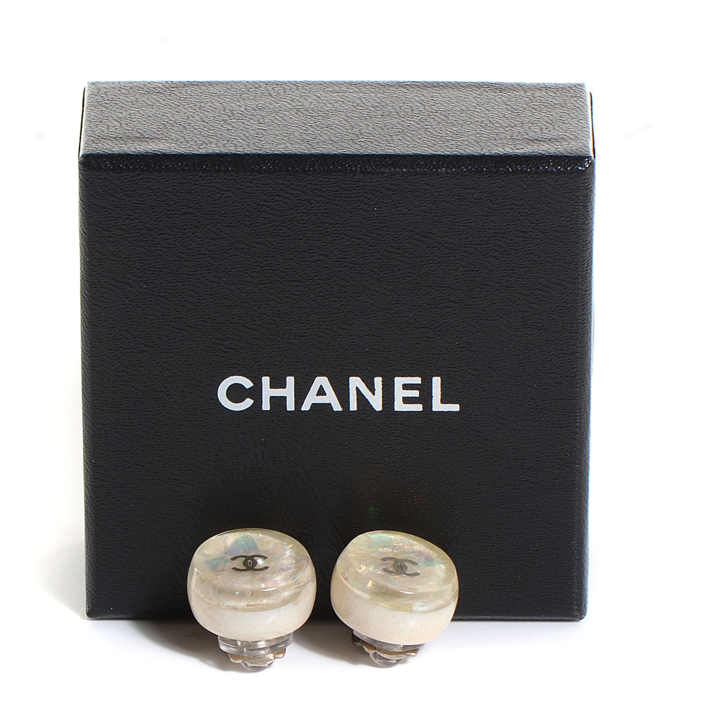 Resin Mother of Pearl CC Clip On Earrings
