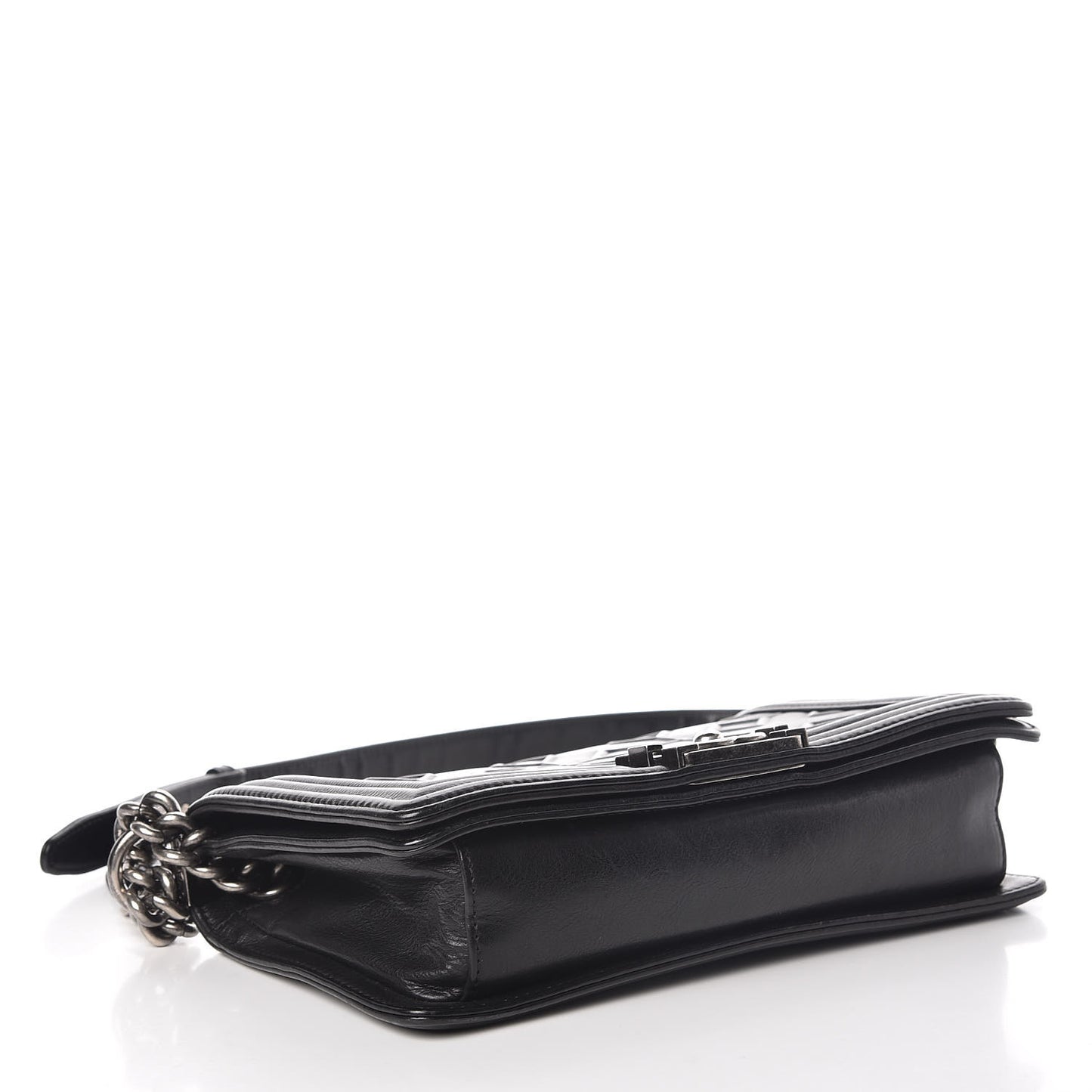 Calfskin Crystal Embossed Medium Boy Flap Black