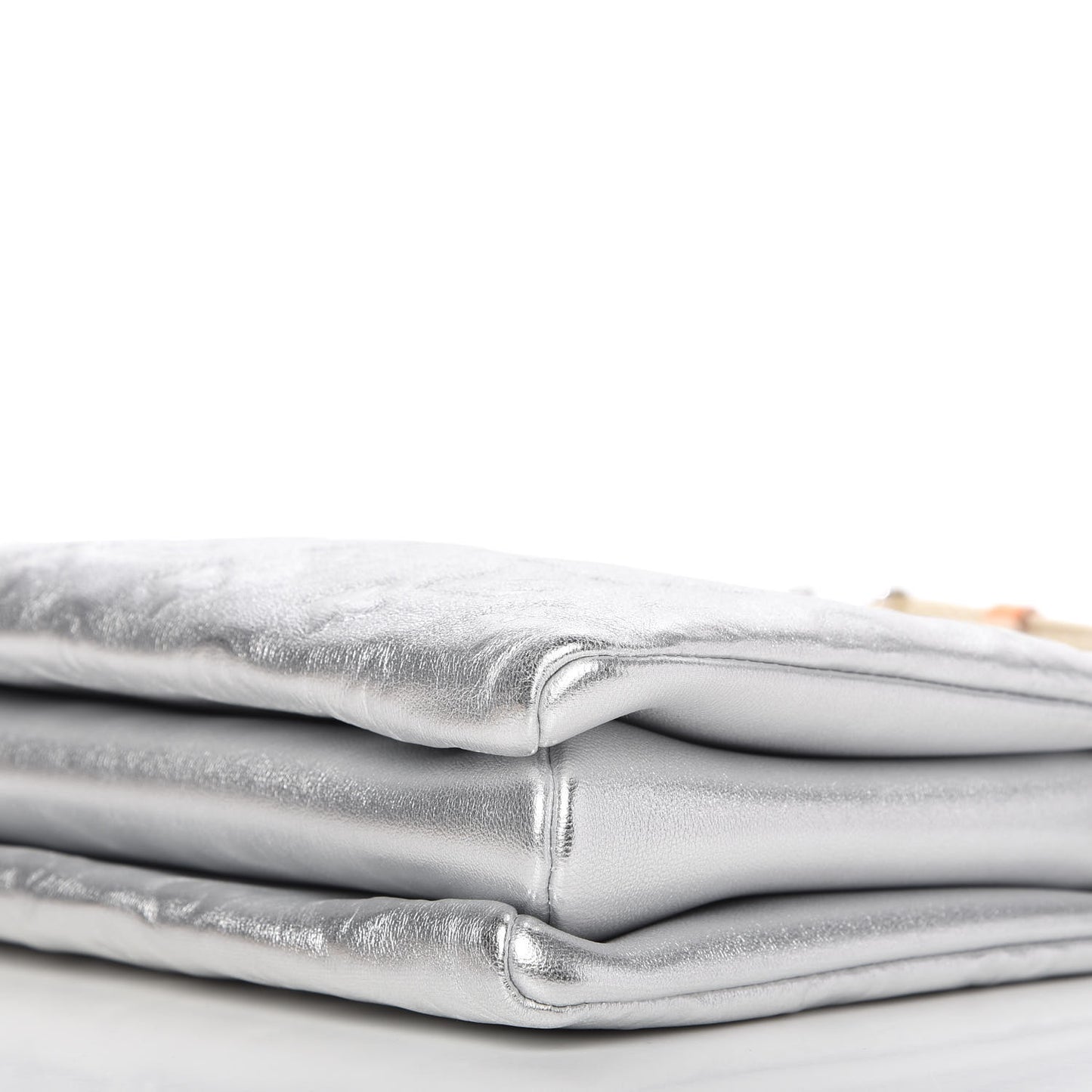 Metallic Lambskin Embossed Monogram Coussin PM Silver