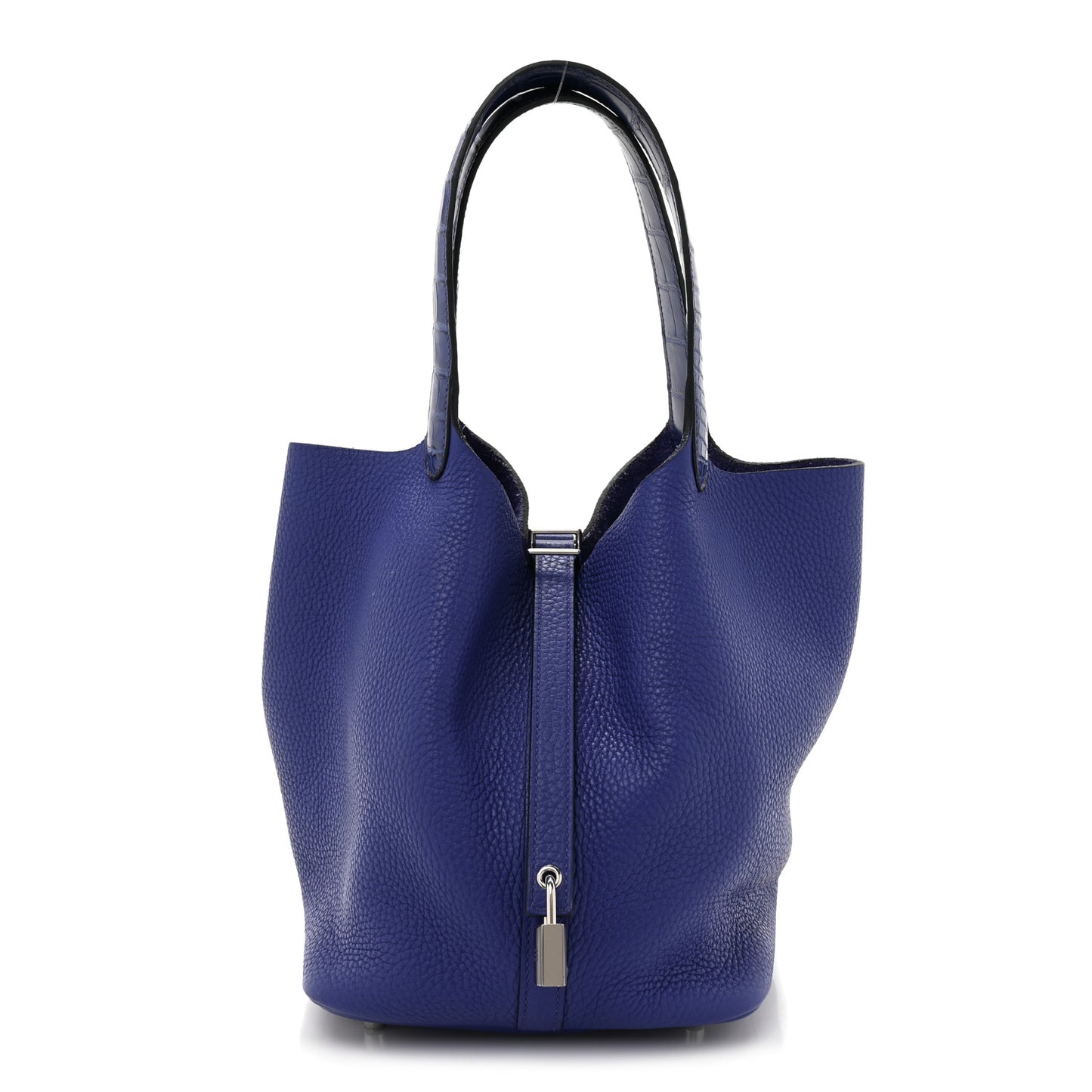 Taurillon Clemence Matte Alligator Picotin Lock Touch 22 MM Bleu Electrique