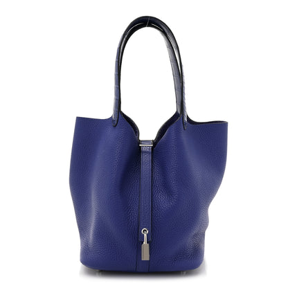 Hermes Taurillon Clemence Matte Alligator Picotin Lock Touch 22 MM Bleu Electrique 1 of 12