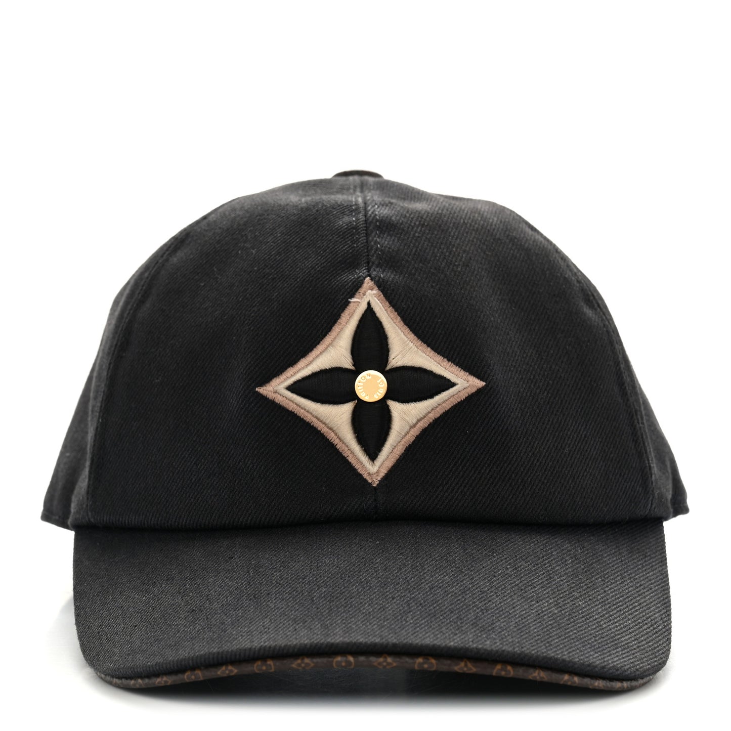 Monogram Cotton Jacquard Embroidered LV Day Cap M Black