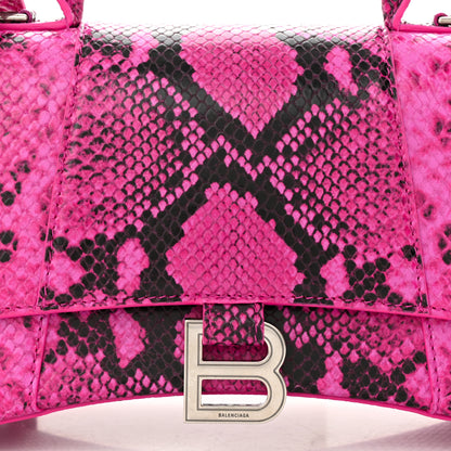 Balenciaga Shiny Calfskin Python Effect Small Hourglass Top Handle Bag Fuchsia Black 8 of 10