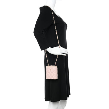 Chanel Caviar Quilted Small Vertical Coco Beauty Vanity Case With Chain Light Pink 2 of 14