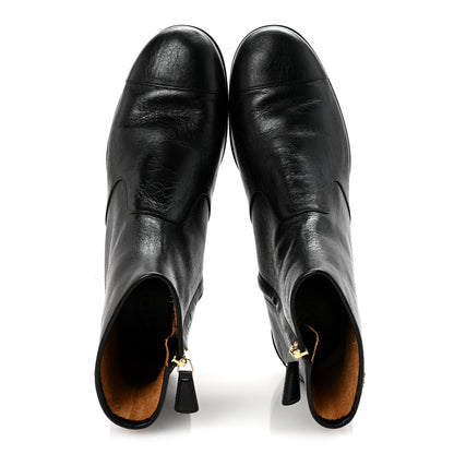 Chanel Aged Calfskin CC Ankle Boots 41 Black 2 of 9