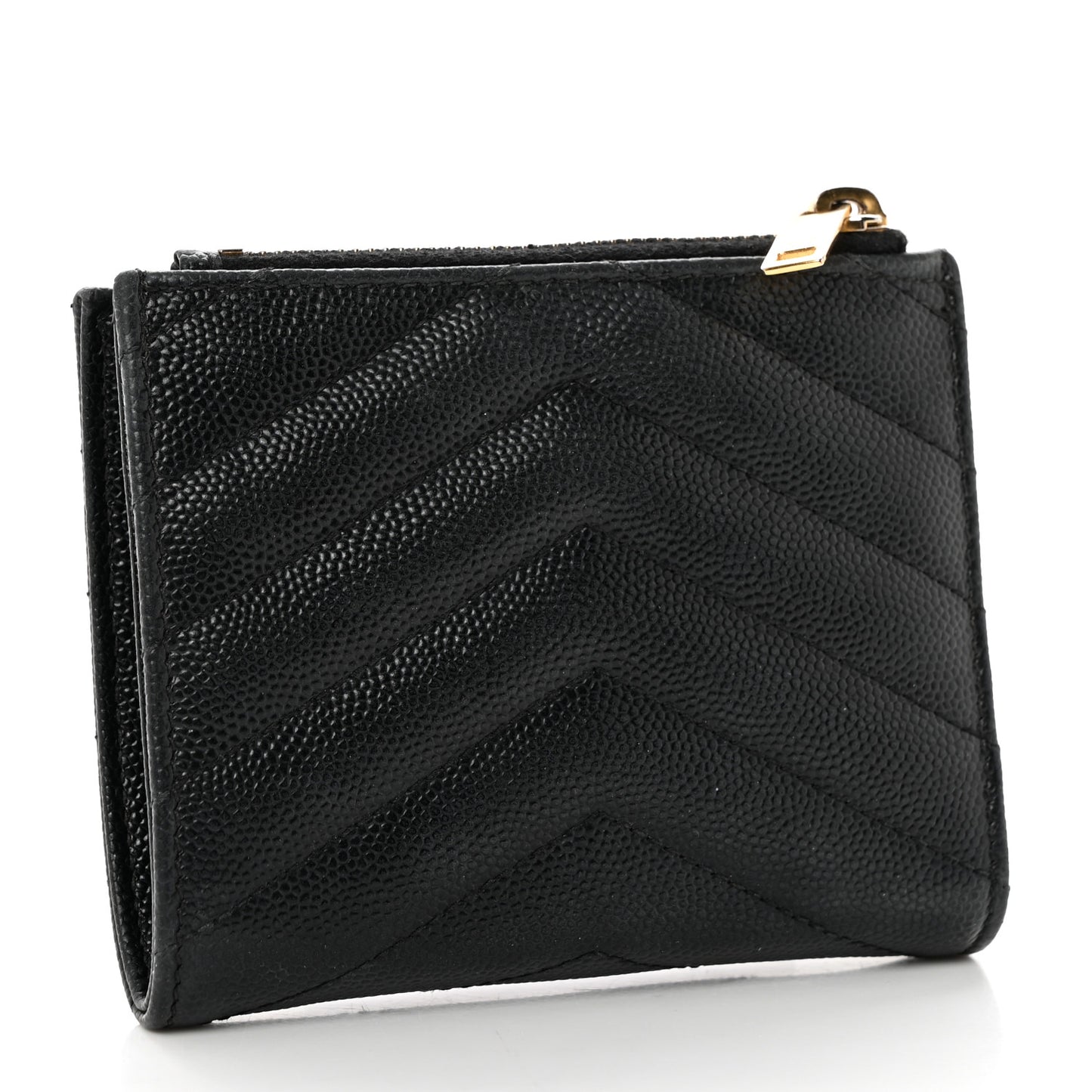 Grain De Poudre Matelasse Chevron Monogram Zipped Card Case Black