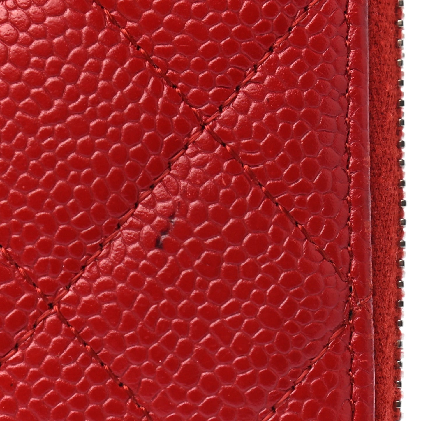 Caviar Quilted Large Gusset Zip Around Wallet Red
