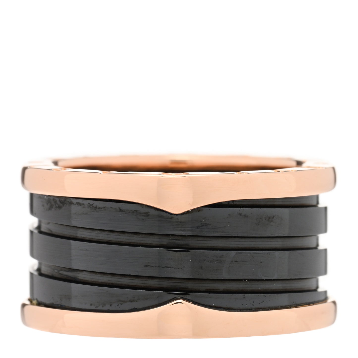 18K Rose Gold Black Ceramic B.Zero1 Four-Band Ring 58 8.5