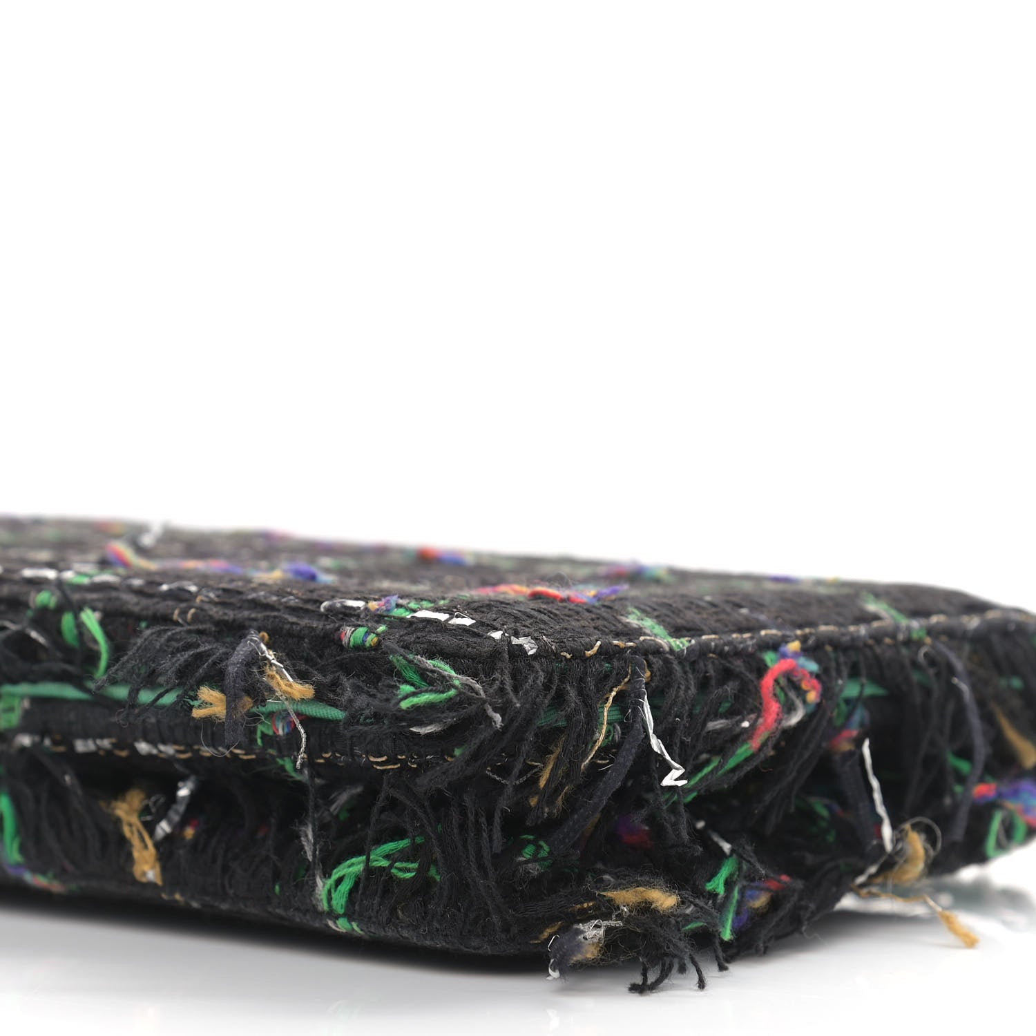 Chanel Tweed Fringe Wallet On Chain WOC Black Green 10 of 10