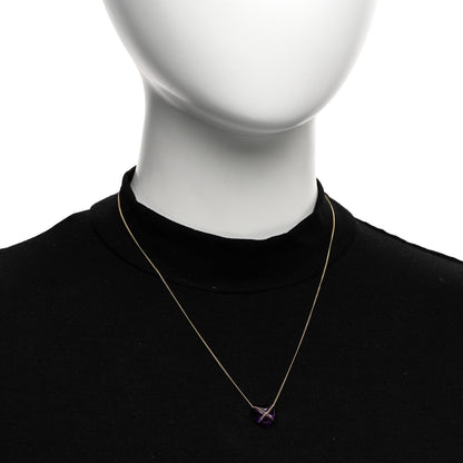 Tiffany 18K Yellow Gold Amethyst Crossover Heart Pendant Necklace 2 of 4