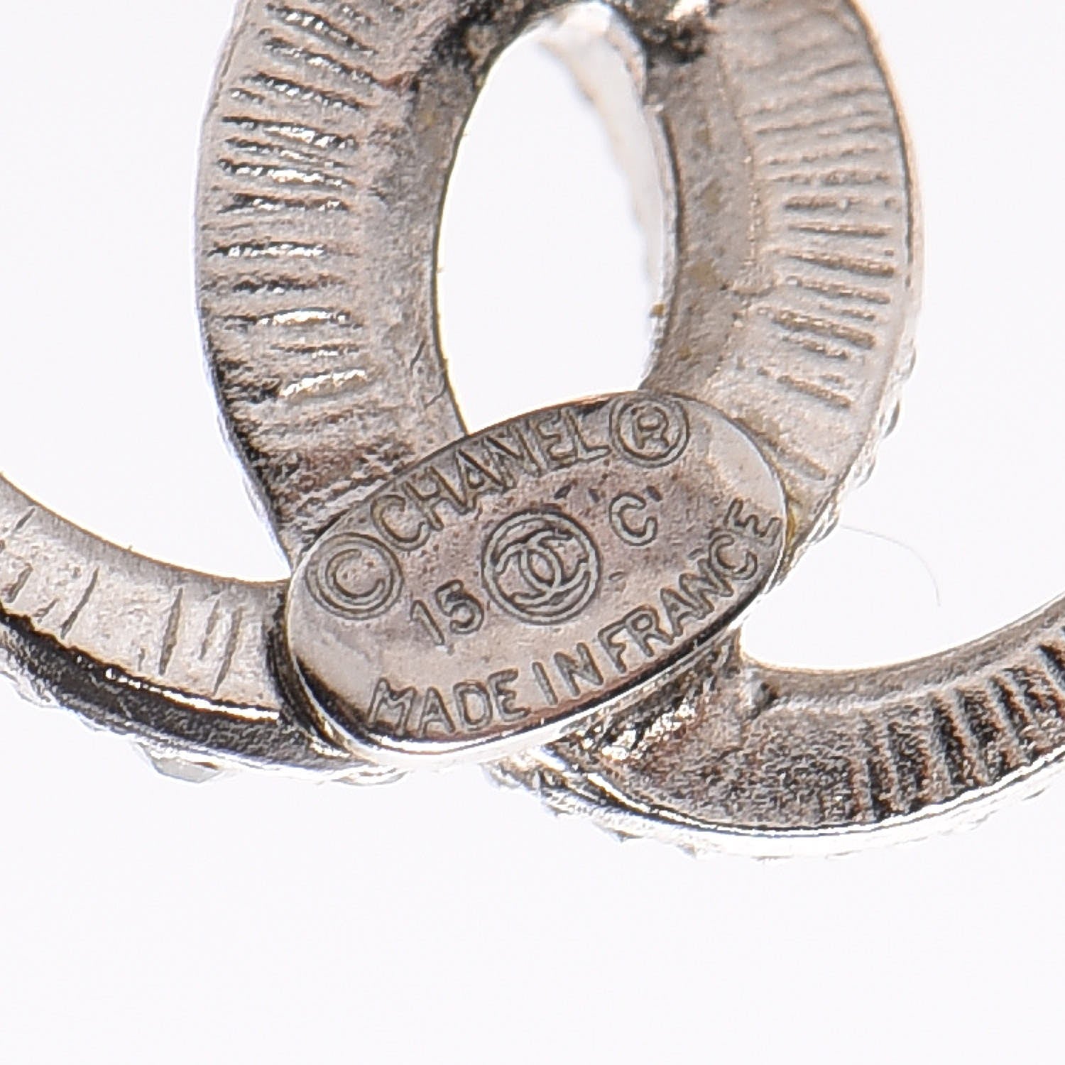 Chanel Crystal CC Moon Earrings Silver 4 of 5