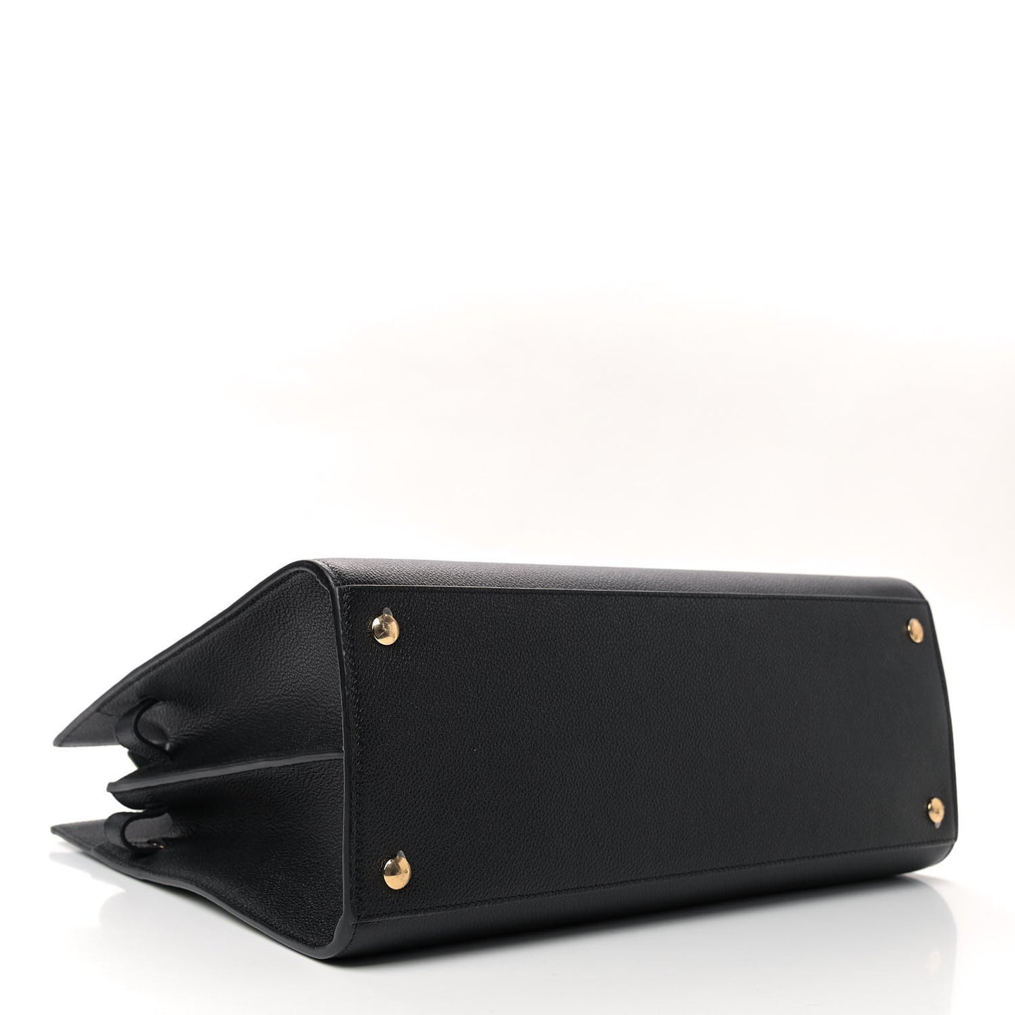 Grainy Calfskin Medium Title Bag Black