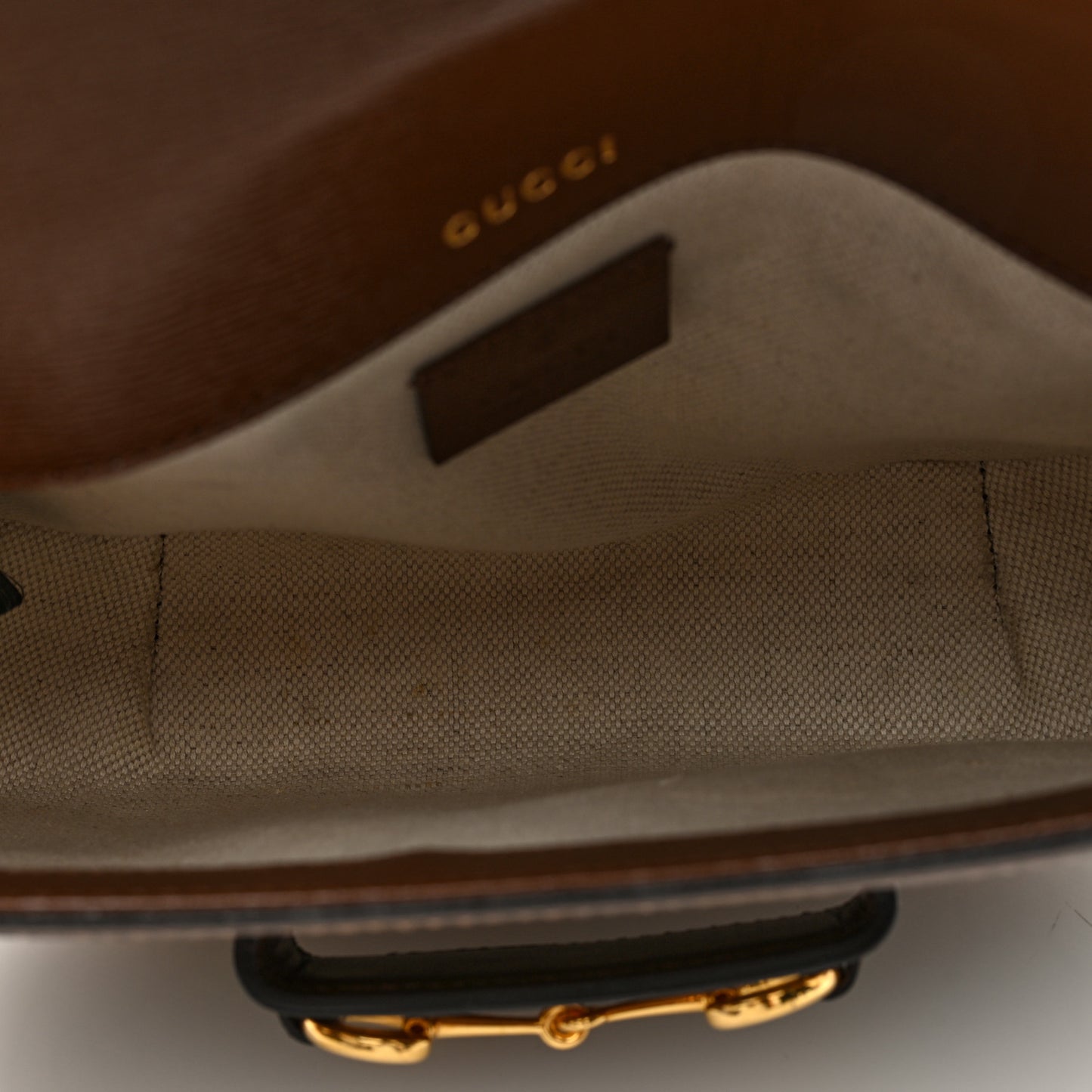 GG Supreme Monogram Web Mini Horsebit 1955 Shoulder Bag Beige Brown Sugar