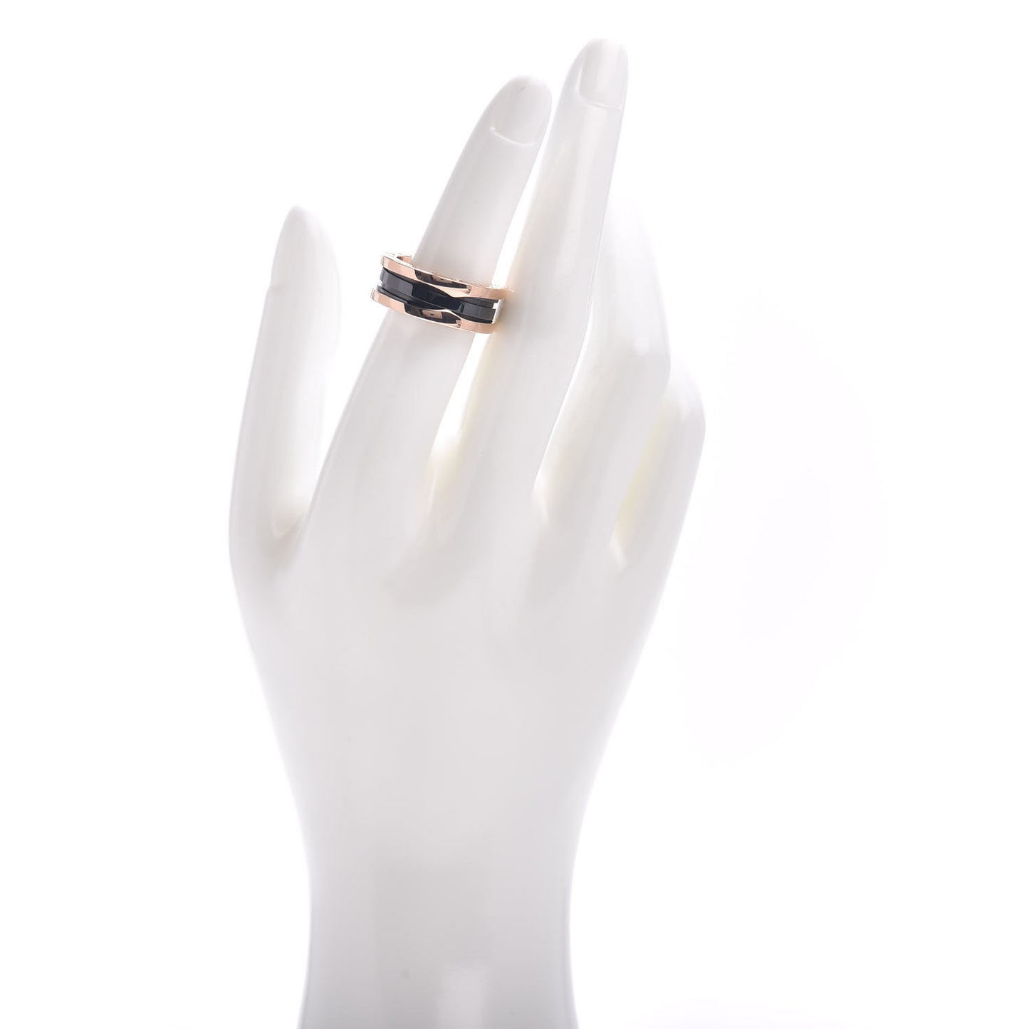 18K Rose Gold Black Ceramic B.Zero1 Two-Band Ring 54 6.75