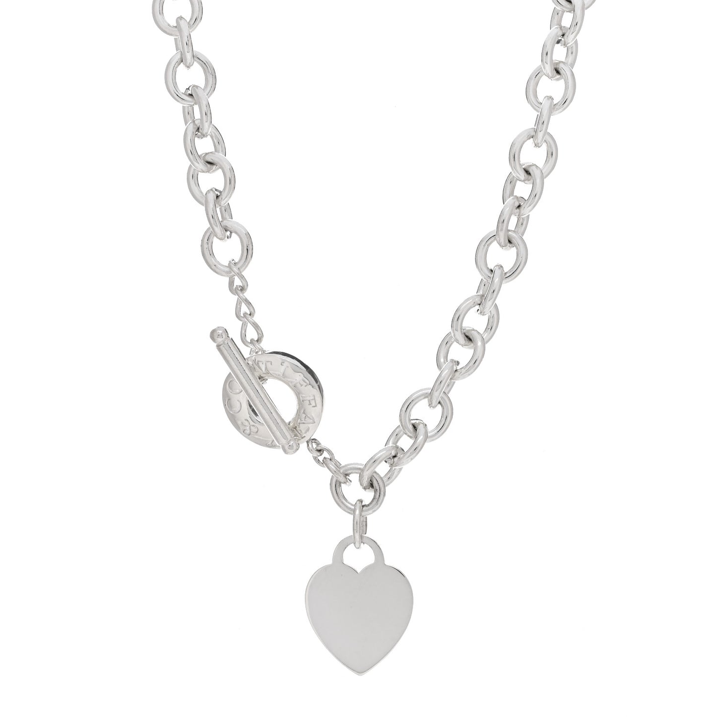 Sterling Silver Heart Tag Toggle Necklace
